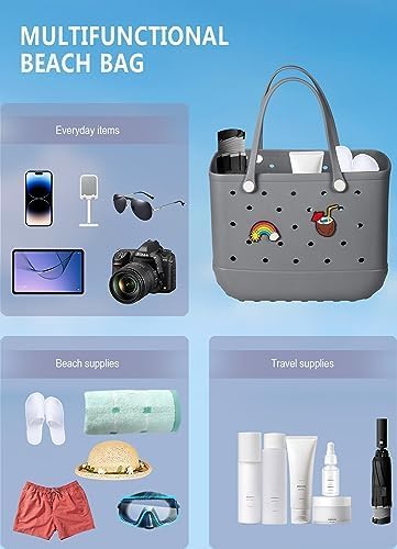 Baonat Beach Bag Rubber Tote Bag - Waterproof Travel Bag for Women Washable Tote Bag Handbag for Sports Beach Market Pool - Image 5