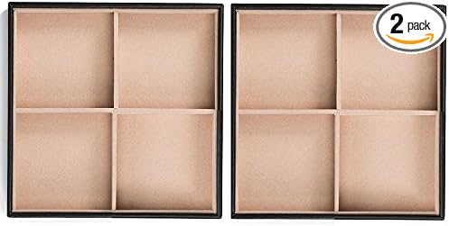 Glenor Co Jewelry Organizer Tray - Set of 2 - Stackable 8 Square Slot Jewelry Storage Trays - Display on Dresser or Drawer - Compatible with other trays - Black by GlenorCo