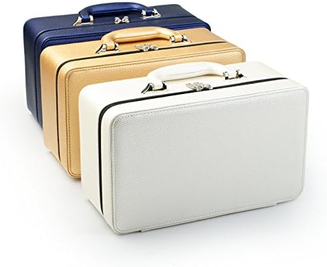 Oirlv Gold Leather Jewelry Box Handmade Travel Jewelry Organizer Storage Case Holder For Girl Lady Earring,Ring,Necklace,Pendant,Watch,Bracelet.(3 layers) - Image 7