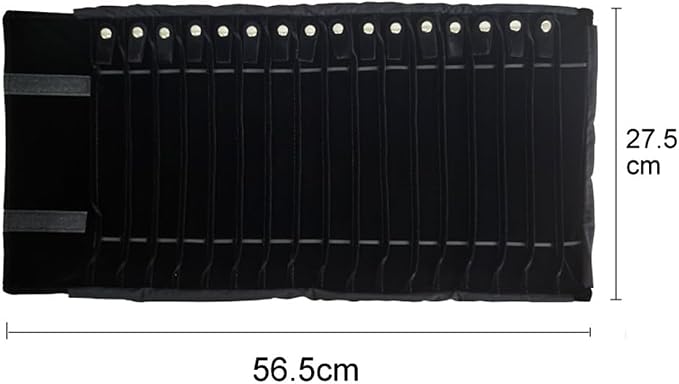 Travel Necklace Organizer, Tangle Free Jewelry Case, 16 Slots | Foldable,LightWeight Compact, Velvet Lining Jewelry Storage Bag for Chain Bracelet, Gift for Women Girls,Gray PU and Black - Image 5