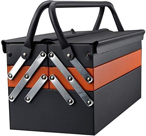 Edward Tools Portable Metal Tool Box with 3 Level Fold Out Organizer Storage - Heavy duty metal frame with smooth metal cantilever latchets - Rust/Scratch Resistant Finish - Hand Carry - Image 6