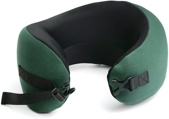 C CUSHION LAB Travel Pillow, Award-Winning Patented Ergonomic Design for Chin & Neck Support Memory Foam Neck Pillow, Compact Airplane Pillow for Traveling, Flight, Car (Hunter Green, Medium) - Image 2