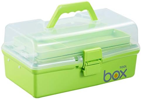 Kinsorcai 12'' Three-Layer Clear Plastic Storage Box/Tool Box, Multipurpose Organizer and Portable Handled Storage Case for Art Craft and Cosmetic (Green) by Kinsorcai