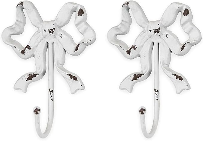 Cast Iron Shabby Chic Wall Mounted Bow Hook,Decorative Coat Hook for Scarf, Bag, Towel, Hat etc for Living Room Kitchen Bathroom Office Pack of 2 by BOOMLATU-BuildingYourHome