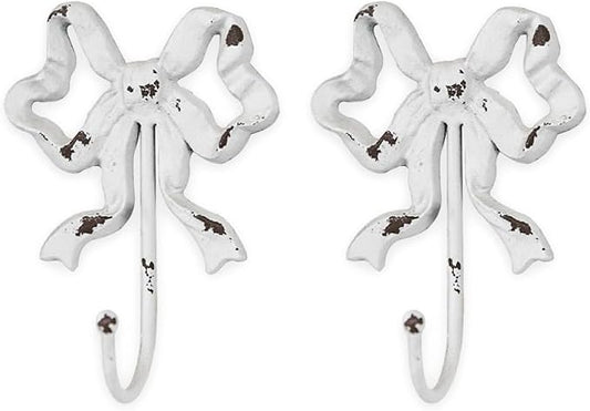 Cast Iron Shabby Chic Wall Mounted Bow Hook,Decorative Coat Hook for Scarf, Bag, Towel, Hat etc for Living Room Kitchen Bathroom Office Pack of 2 by BOOMLATU-BuildingYourHome