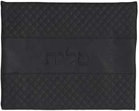 Tallit and Tefillin Bag Set for Jewish Prayer Shawl Zippered Leatherette Bags with Plastic Weatherproof Protection Cover (Non-Custom, Black) - Image 3