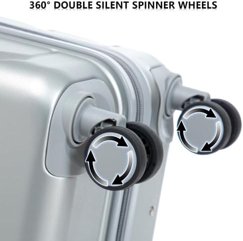 Hardside Luggage Sets, Lightweight Stripes Suitcase with Spinner Wheels, Sliver-220 - Image 5