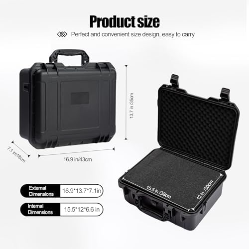 Hard case Waterproof Hard Case with DIY Customizable Foam Insert Portable Protective for Camera Drones Equipments Tools Test Instruments 16.9''x13.7''x7.1'' - Image 3