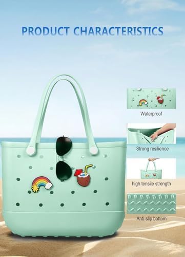 Baonat Beach Bag Rubber Tote Bag - Waterproof Travel Bag for Women Washable Tote Bag Handbag for Sports Beach Market Pool - Image 6