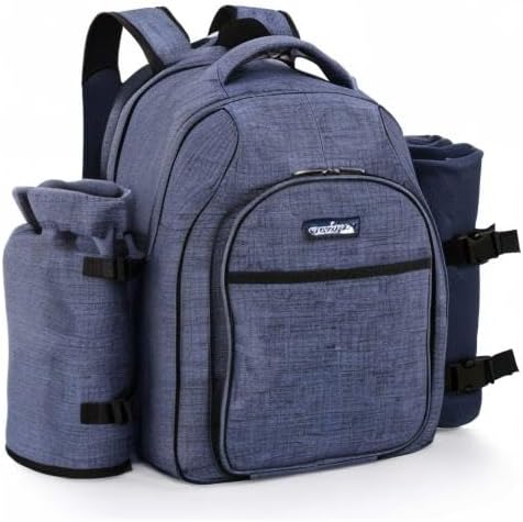 Apollo Walker Picnic Backpack Bag for 2 Person with Cooler Compartment, Detachable Bottle/Wine Holder, Fleece Blanket, Plates and Cutlery Set (2 Person, Navy) - Image 10