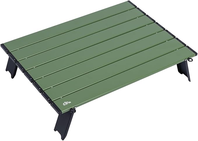 iClimb Ultralight Compact Mini Beach Picnic Folding Alu. Table with Carry Bag, Two Size (Green, L) by iClimb