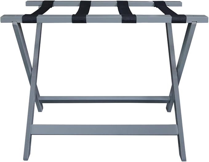 Casual Home Extra Wide Foldable Solid Wood Fully-Assembled Luggage Rack Slate Gray by CasualHome