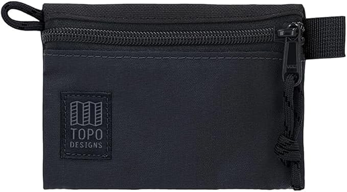 Topo Designs Accessory Bags, Travel Organizer Accessories for Smaller Items, Durable Storage Pouch, 3 Sizes, Fully Lined Pack Cloth (Micro, Black) by TopoDesigns