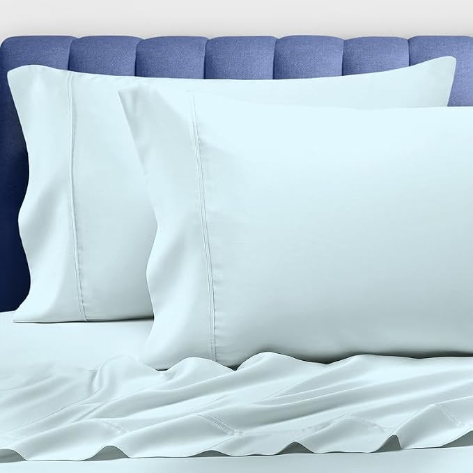 Pizuna Pure 100% Luxury Cotton King Size Pillow Case Baby Blue, 1000 Thread Count 100% Long Staple Cotton Sateen Pillowcase, Pillow Covers with Stylish 4" Hem (Combed Cotton King Pillowcase) by Pizuna