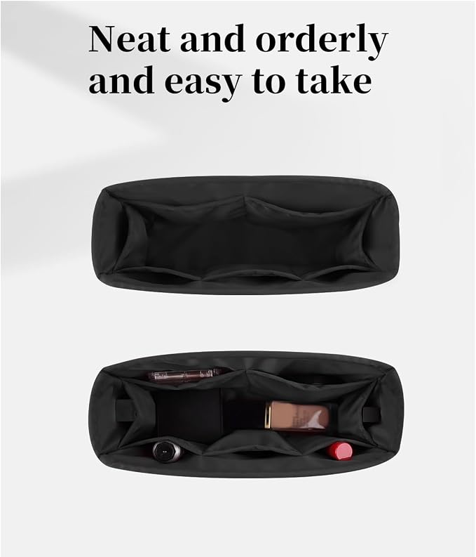 Women's Purse Organizer Insert - Satin & Lightweight Fabric with Inside Pockets, Portable for Commute, Travel, Shopping, and Evening, Multicolor Options, Fits for Kelly Danse(Black,Danse 22) - Image 2