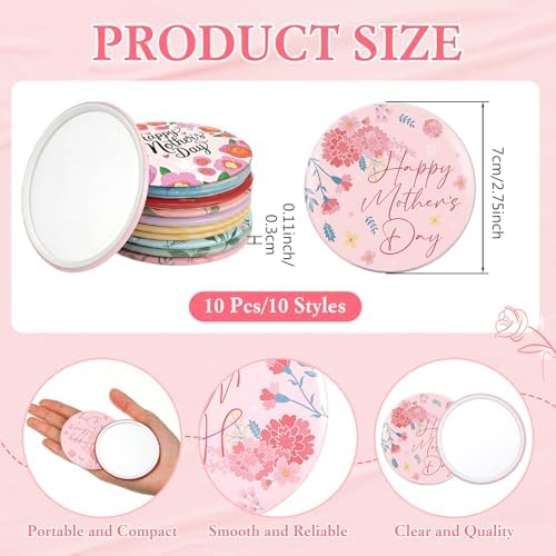 Landical 10 Sets Mother's Day Gifts Bulk, Canvas Makeup Bags with Compact Mirrors Cosmetic Bags Gifts for Women, Thank You Travel Toiletry Pouch Bulk Mom Gift for Coworker, Mothers Day Party Favors - Image 3