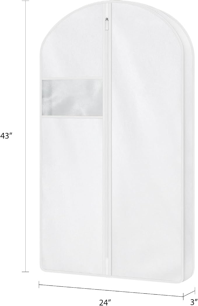 43" Premium Cotton Garment Bag for Hanging Clothes and Storage, Breathable Suit Bags for Closet Storage, Full Zipper Dust Cover with Clear Window for Suits, Jacket, 2 Pack - Image 2