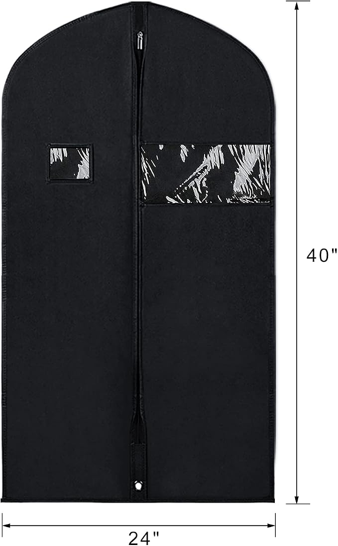 Syeeiex 40‘’ Suit Bag, Set of 16 Garment Bags for Hanging Clothes, Suit Covers Bags, Suit Bags for Closet Storage with Clear Window, Suitable for Suits, Shirts, Jackets, Sweaters, Winter Coat(Black) - Image 2