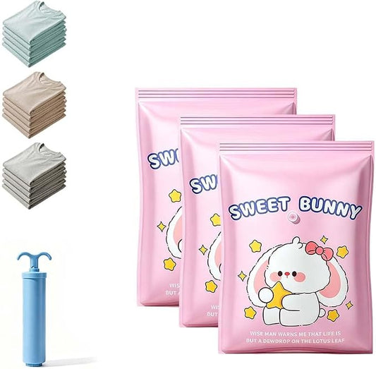 Vacuum Storage Bags with Pump, Thick Space Saver for Blanket & Comforters (Medium 3pcs + Vacuum Hand Pump) by VLZLQ