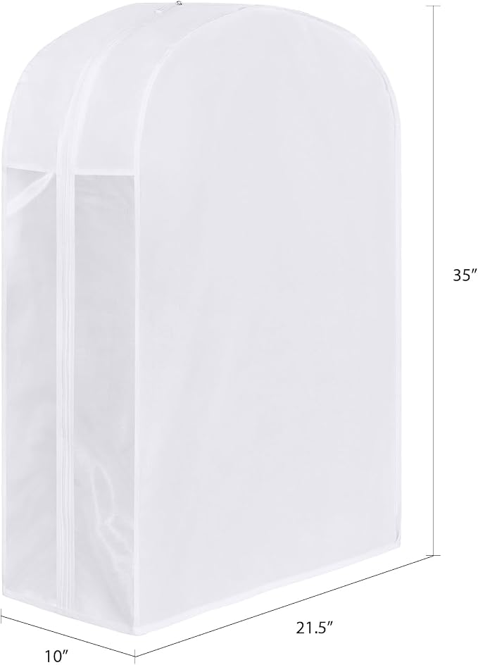 32" Premium Cotton Garment Bag for Hanging Clothes, Breathable Suit Bags for Closet Storage with Extra Large 10" Gusseted & Clear Window, Dust Cover with Zipper for Short Clothes, 3 Pack - Image 2