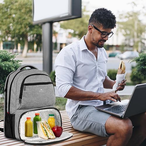 MATEIN Lunch Backpack, 17 inch Insulated Cooler Backpack for Women Men, Water Resistant Lunch Box Backpack with Laptop Compartment for Work Picnic Travel Beach, Grey - Image 9