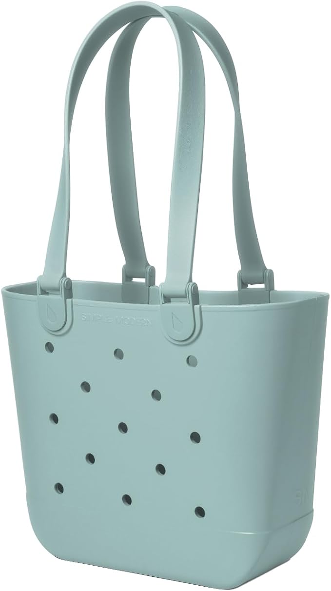 Simple Modern Medium Beach Bag | Waterproof Getaway Rubber Tote with Zipper Pocket for Travel, Pool, Boat, Groceries, Sports | Sea Glass Sage - Image 4