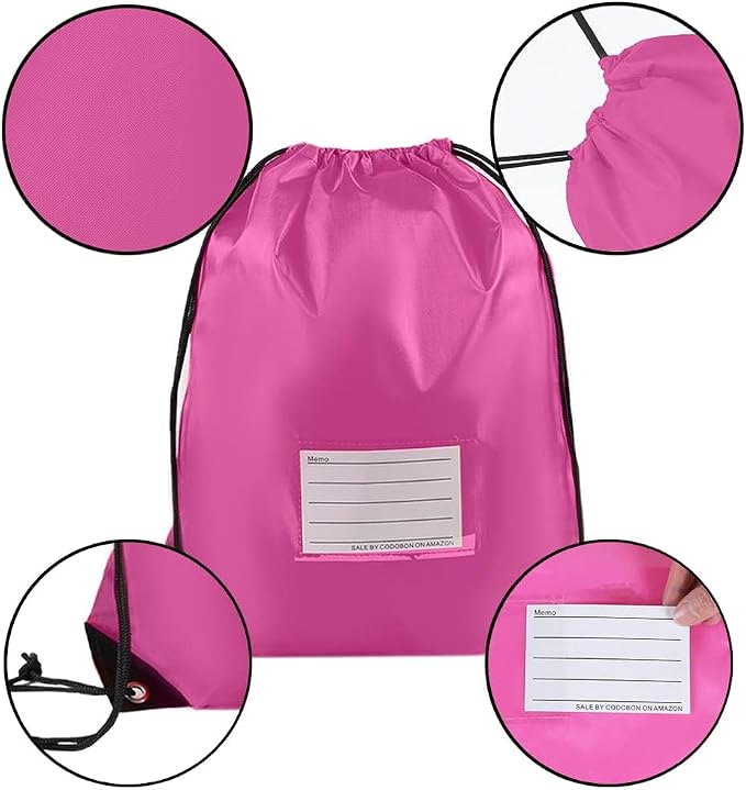 CODOBON 16 Pack Drawstring Bags,Bulk Draw String Backpack, Gym Sports Cinch Bag Sackpack for Women Men, Pink - Image 3