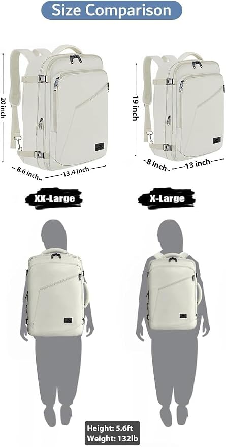 MATEIN Large Travel Backpack Women, Lightweight Carry on Backpack & Hidden Shoulder Straps, Waterproof Anti-Theft Daypack for Flight, Expandable Hiking Weekend Daypack, Travelling Gifts, Beige | Expandable Weekender Daypack, Large Capacity, Adjustable ... - Image 7