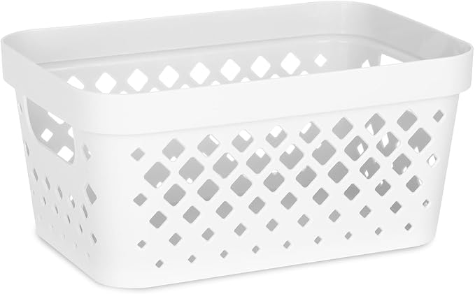 Glad Plastic Baskets for Organizing, Set of 6 | Pantry Storage for Under Counter, Linen Closet, and Bathroom | Nesting Shelf Bins with Handles, 1 Gallon, White - Image 2