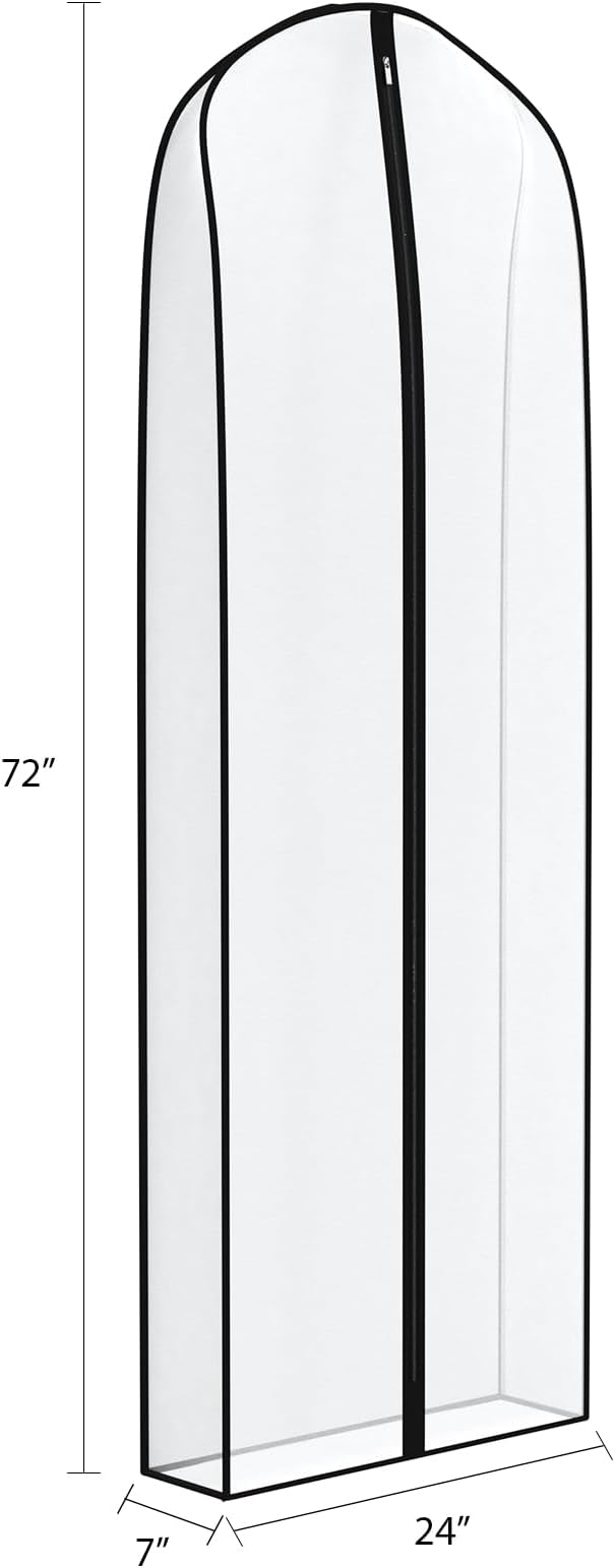 Zilink Breathable Dress Bags for Gowns Long 72” Wedding Dress Storage Bags Silky Dress Bags for Closet Storage with 7" Gussted Wrinkle Free for Long Evening Dresses Puffy Dress Storage, Set of 4 - Image 2