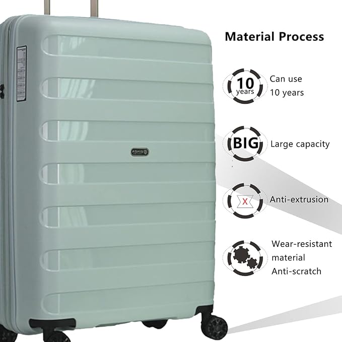 GinzaTravel PP material 3-piece expandable luggage sets with Spinner Wheels， Suitcase with TSA Lock，Large Luggage for Family Travel carry on 20/24/28，Azure water color - Image 9