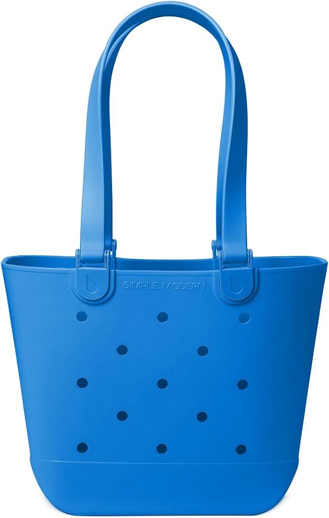 Simple Modern Medium Beach Bag | Waterproof Getaway Rubber Tote with Zipper Pocket for Travel, Pool, Boat, Groceries, Sports | Supersonic Blue by Unknown