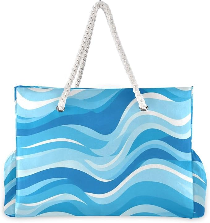 senya Large Beach Shoulder Bags Canvas Tote Water Resistant for Gym Travel Daily - Image 4