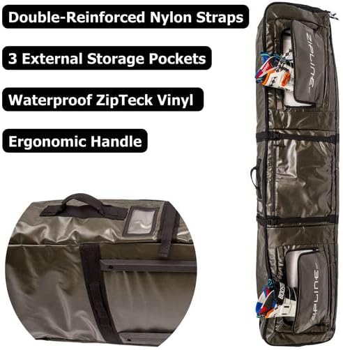 Zipline Ski Double Ski Bag with Wheels - Gear & Apparel Storage for Skiers - 180/200 cm Capacity - Durable & Waterproof - Proven Performance - 3 Yr Warranty - Ski & Snowboard Travel Bag - Image 3