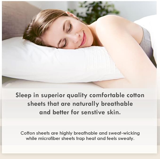Pizuna 400 Thread Count Cotton Twin XL Flat Sheets Off White 1pc, 100% Long Staple Cotton, Soft Sateen Bed Flat Sheets with Stylish 4 Inch Hem (Off White 100% Cotton Flat Sheet Twin XL) - Image 6