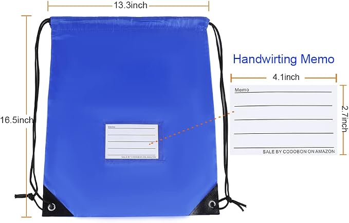 CODOBON 50 Pack Drawstring Bags,Bulk Draw String Backpack, DIY Gym Sports Cinch Bag Sackpack for Women Men, Blue - Image 2