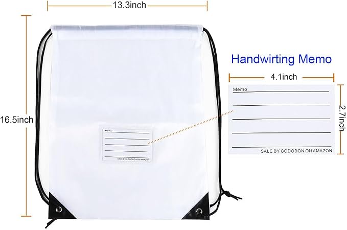 50 Pack Drawstring Bags,Bulk Draw String Backpack, Gym Sports Cinch Bag Sackpack for Women Men, White - Image 2