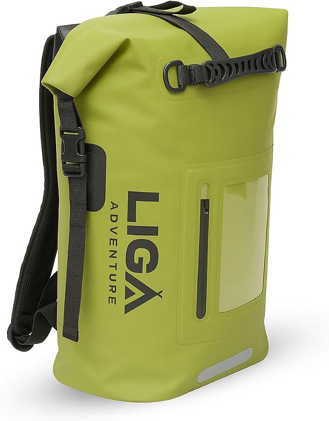 LIGA Waterproof Duffel Bag Backpack, 30L Heavy Duty Roll-Top Closure Travel Backpack, Cushioned Dry Storage Bag for Hiking, Kayak, Travel, Biking, Camping, Fishing (Green) by LigaAdventure