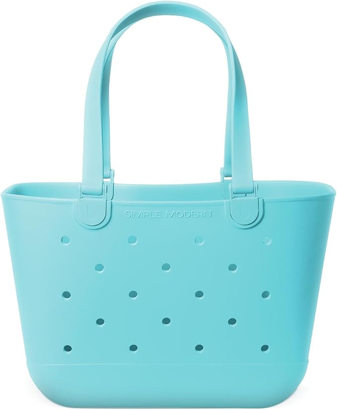 Simple Modern Large Beach Bag | Waterproof Getaway Rubber Tote with Zipper Pocket for Travel, Pool, Boat, Groceries, Sports | Nantucket Tides by Unknown