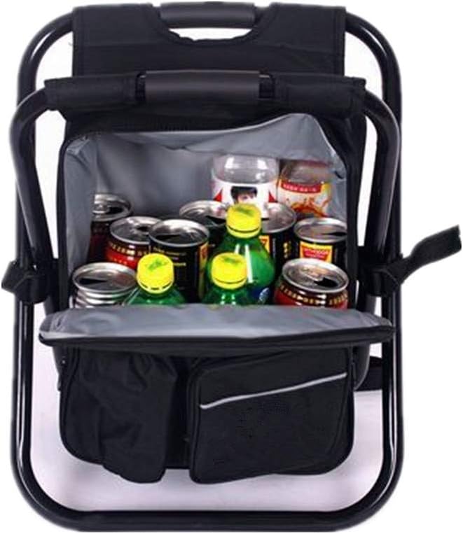 Folding 3 in 1 Camping Chair Stool Backpack with Cooler Insulated Picnic Bag, Hiking Camouflage Seat Table Bag Camping Gear for Outdoor Indoor Fishing Travel Beach BBQ (Black) - Image 9
