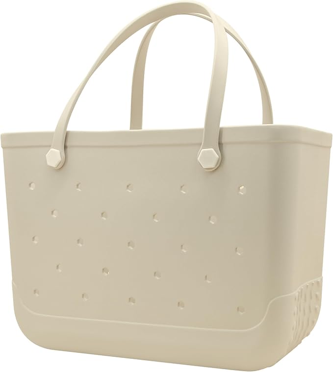 X-Large Waterproof Sandproof Rubber Beach Tote Bag with Zipper Pocket and Phone Kickstand Cup by Unknown