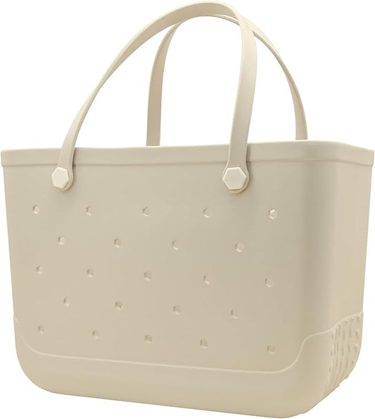 X-Large Waterproof Sandproof Rubber Beach Tote Bag with Zipper Pocket and Phone Kickstand Cup by Unknown