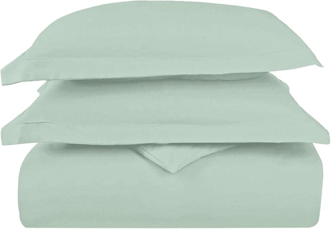 Pizuna Pure 100% Cotton Queen Duvet Cover Set, 1000 Thread Count Long Staple Cotton Thick Sateen Weave with Button Closure (Combed Sea Foam Cotton Duvet Cover Queen) by Pizuna