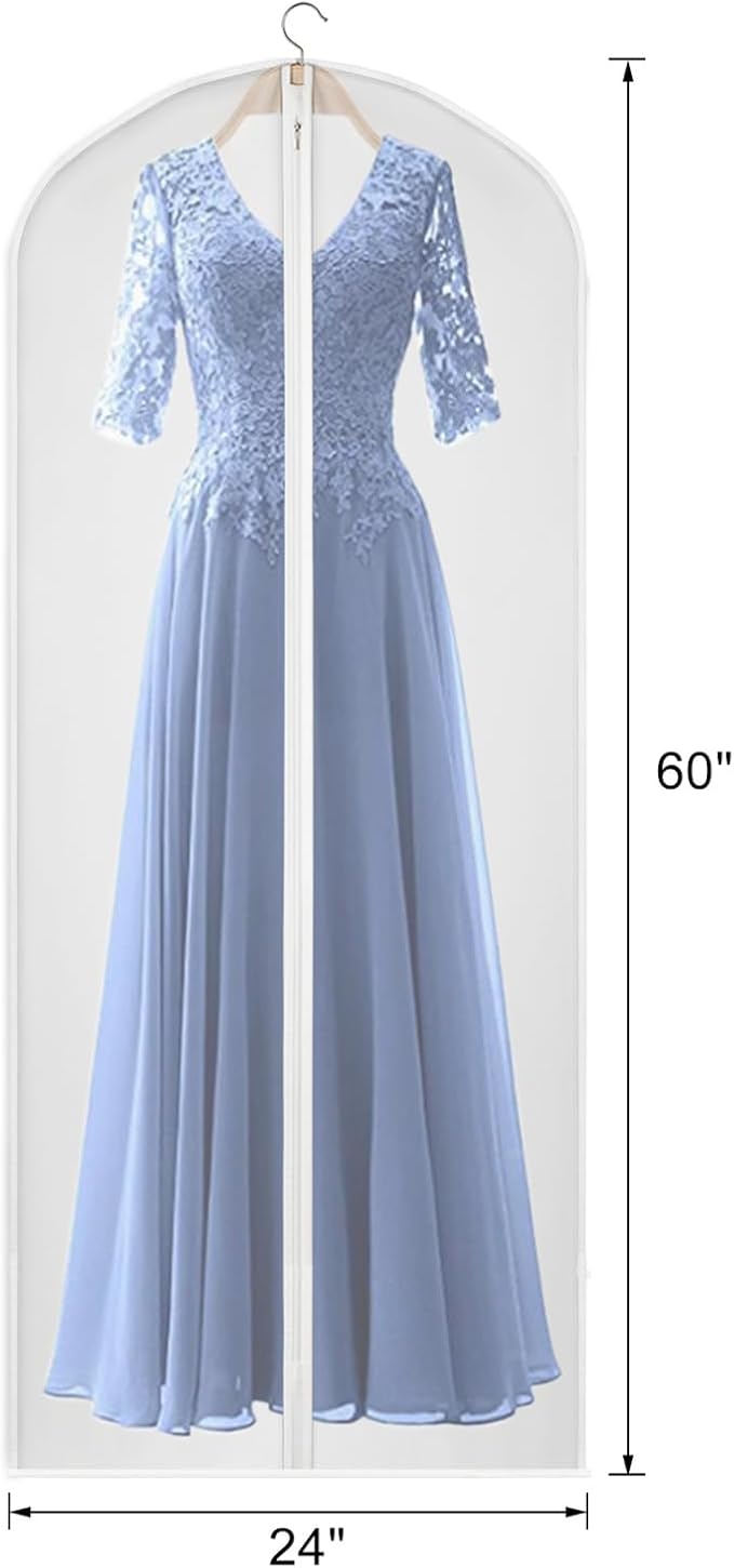 60 inches Garment Bags for Closet Storage with Zipper Translucent Garments Bag for Gowns Long, Dresses, Suit, Coat - Set of 20 [Upgraded Version] - Image 2