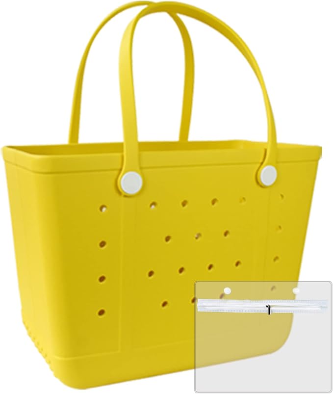 Rubber Beach Bag for Women, Waterproof Travel Tote Bags for Beach | Waterproof Sand-proof Tote Bags with Zipper Pocket, Durable Lightweigh Tote Bag for Outdoor by Unknown