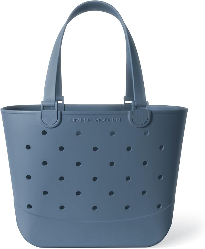 Simple Modern Extra-Large Beach Bag | Waterproof Getaway Rubber Tote with Zipper Pocket for Travel, Pool, Boat, Groceries, Sports | Blue Dune by Unknown