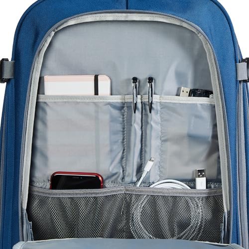 Amazon Basics Travel Backpack, Carry-On with Laptop Compartment, 1.55 cubic Expandable Storage, Dual Use Backpack & Shoulder Bag with Multiple Compartments and Pockets, 13.8'' x 9.5'' x 21.5'', Navy - Image 6