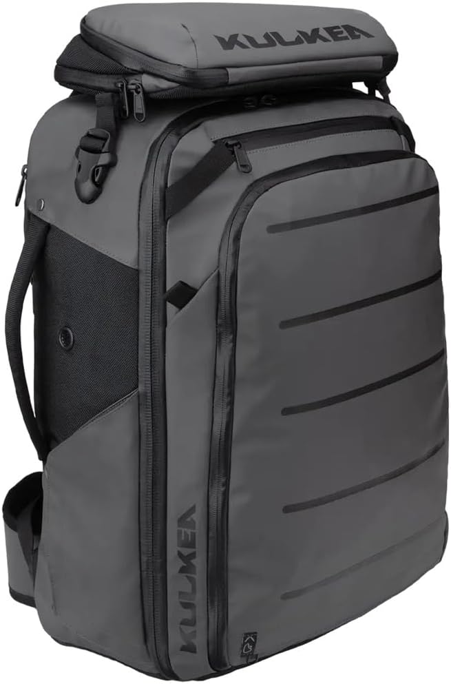 Käydä 36L Travel Backpack - Spacious Carry On Backpack with Detachable Travel Pouch, Magnetic Water Bottle Pocket, Passport and Laptop Pocket - Convertible Boot Bag for Snow Sports (Black/Gold) - Image 2