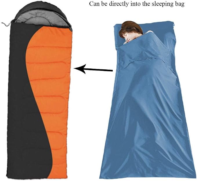 Lightweight Sleep Sack, Compact Sleeping Bag Liner Travel Sheets for Hotel | Soft Breathable Adult Sleep Sack, 4 Season Travel Sheet for Hostel Camping Backpacking Hiking, Machine Washable, 3 Sizes - Image 4