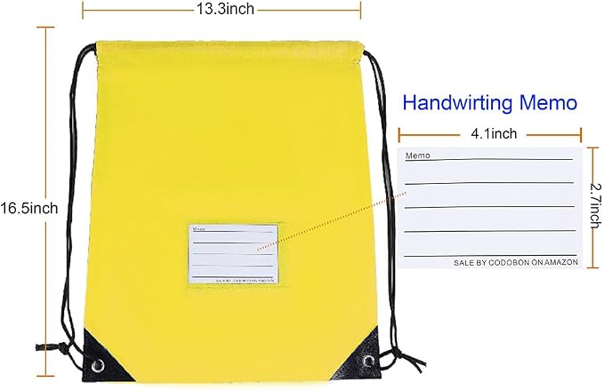 CODOBON 50 Pack Drawstring Bags,Bulk Draw String Backpack, DIY Gym Sports Cinch Bag Sackpack for Women Men, Yellow - Image 2